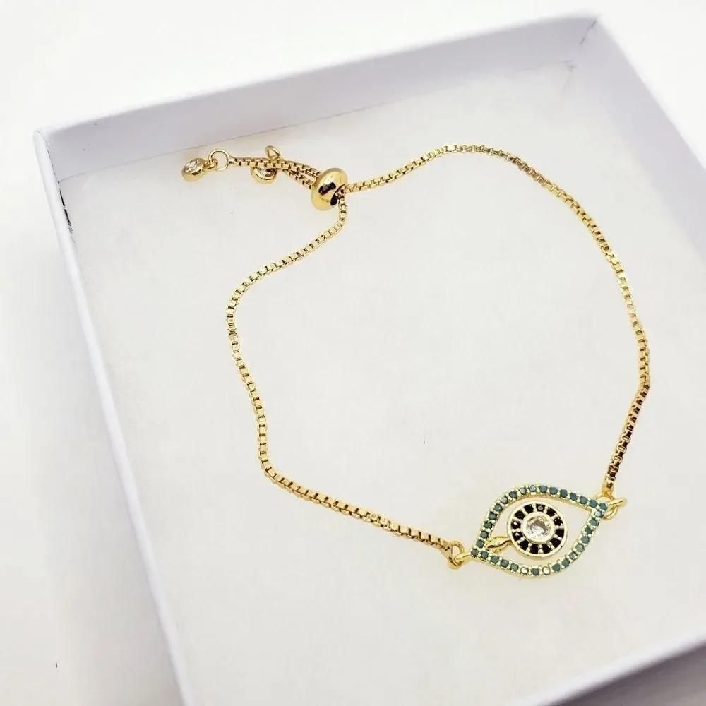 Hand Crafted Evil Eye Adjustable Slider Bracelet